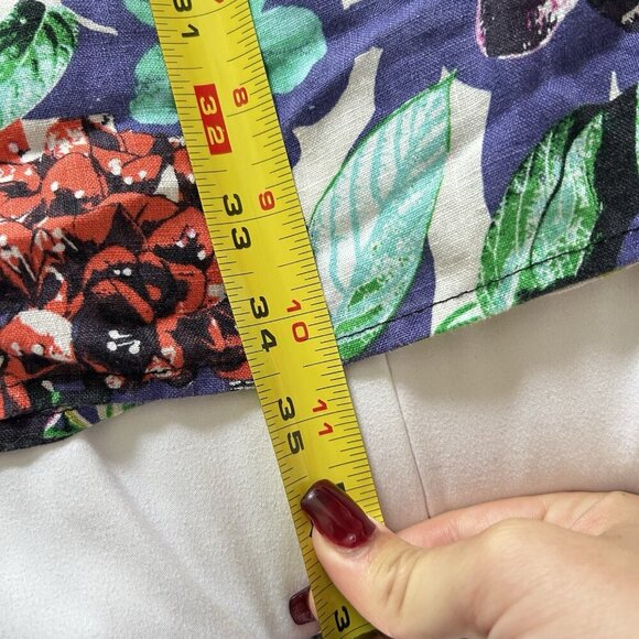 C&C California Womens S 100% Linen Sleeveless Dress Tropical Palm Floral Halter - Picture 4 of 7